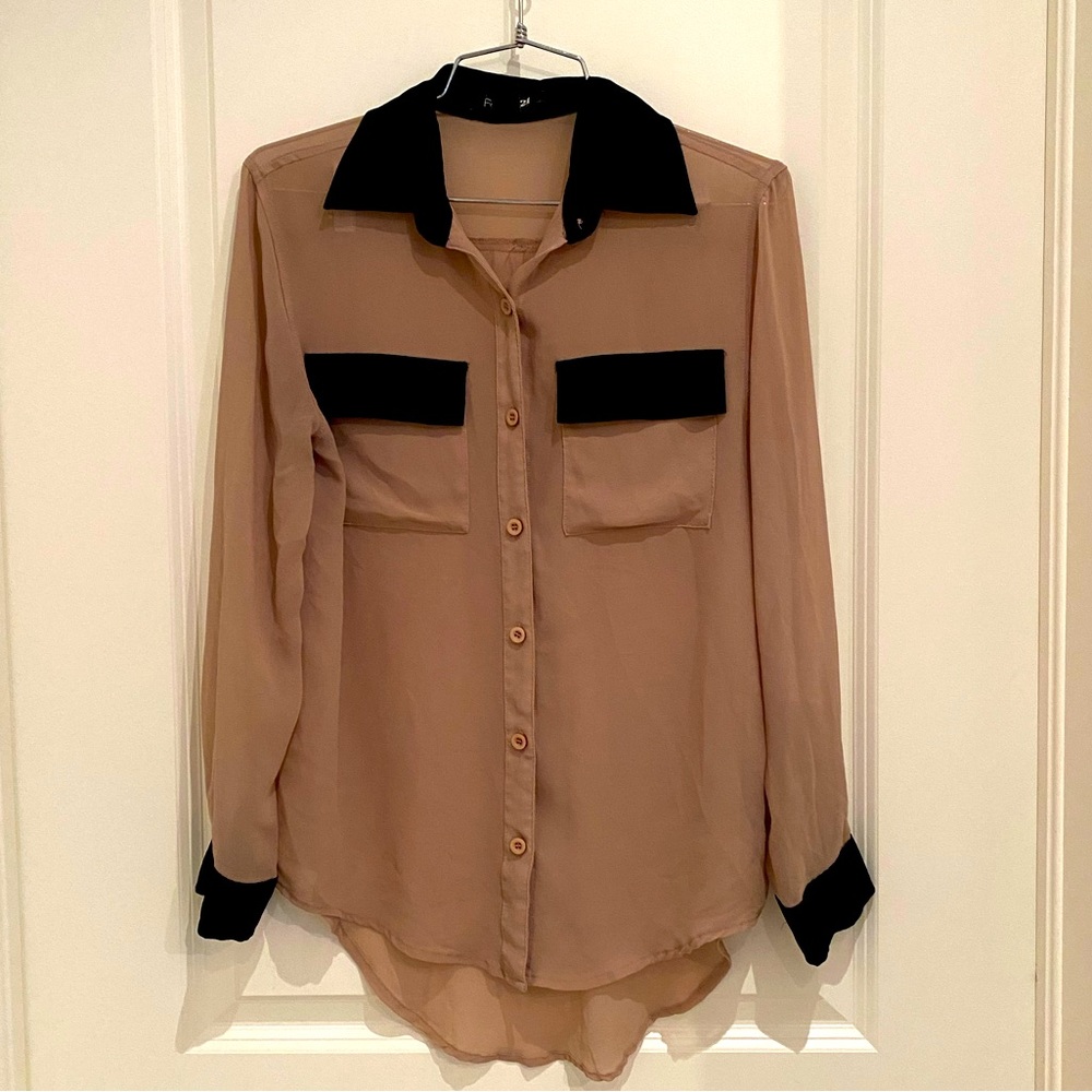 Forever 21 sheer button down shirt, Small